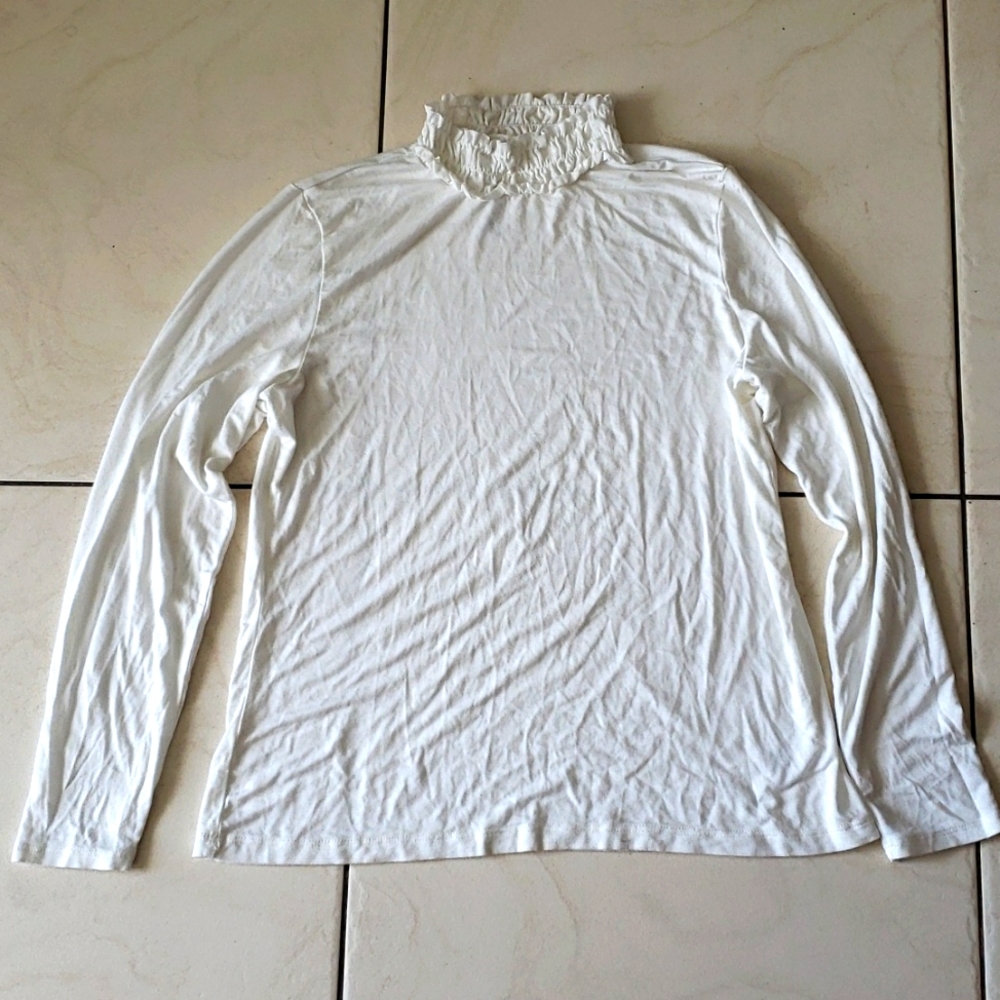 #10578-13 Hi-low turtleneck,White,PM.